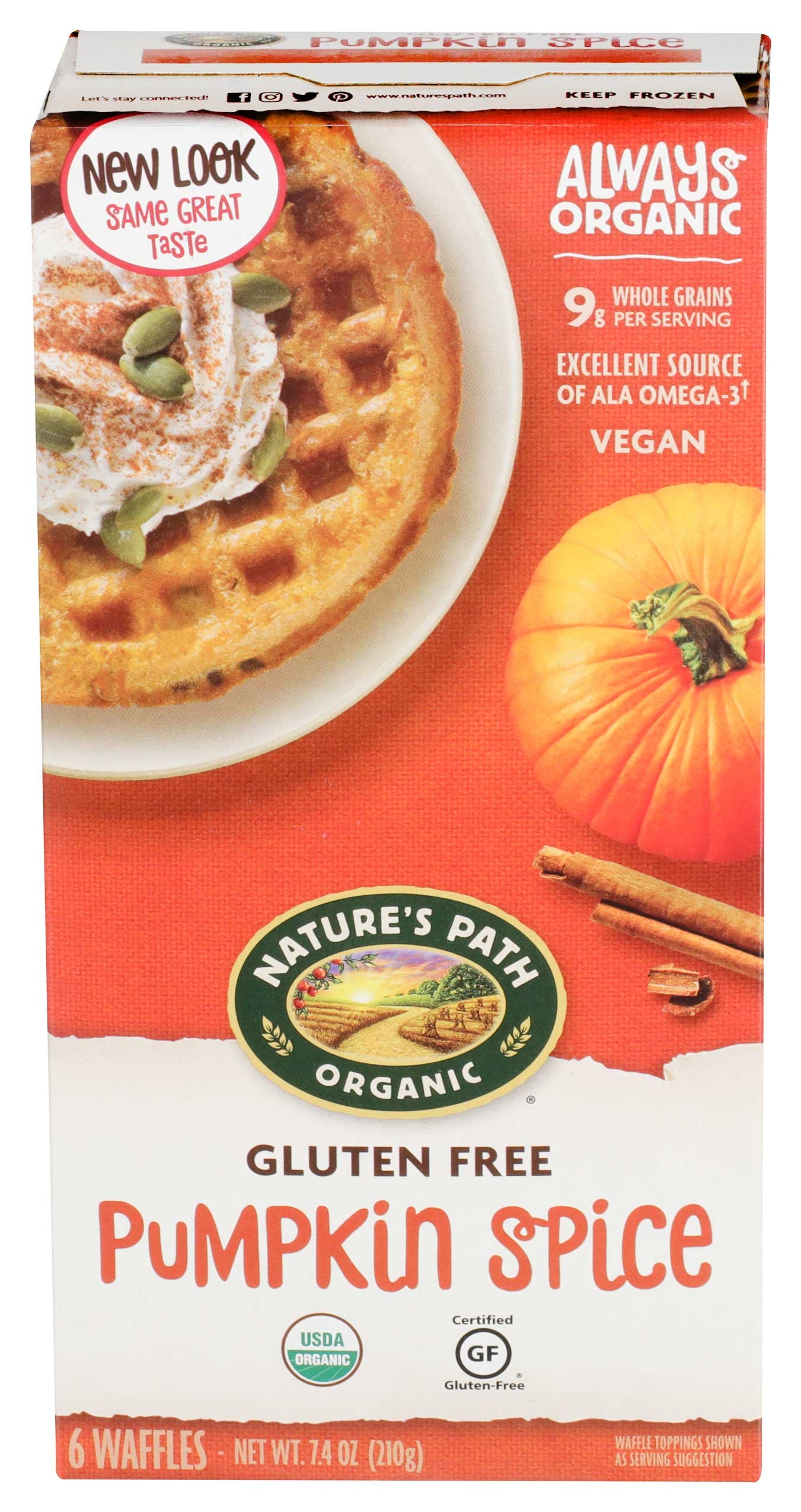Natures Path Pumpkin Spice Waffle, 7.4 Ounce -- 12 per case.