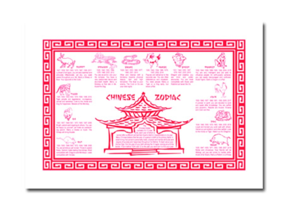 Lapaco Zodiac Red Stock Printed Placemat, 15 X 10 Inch -- 1000 Per Case