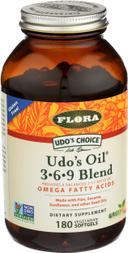 Flora Udos Oil Omega Fatty Acid 369 Blend Vegetarian Softgel, 180 count