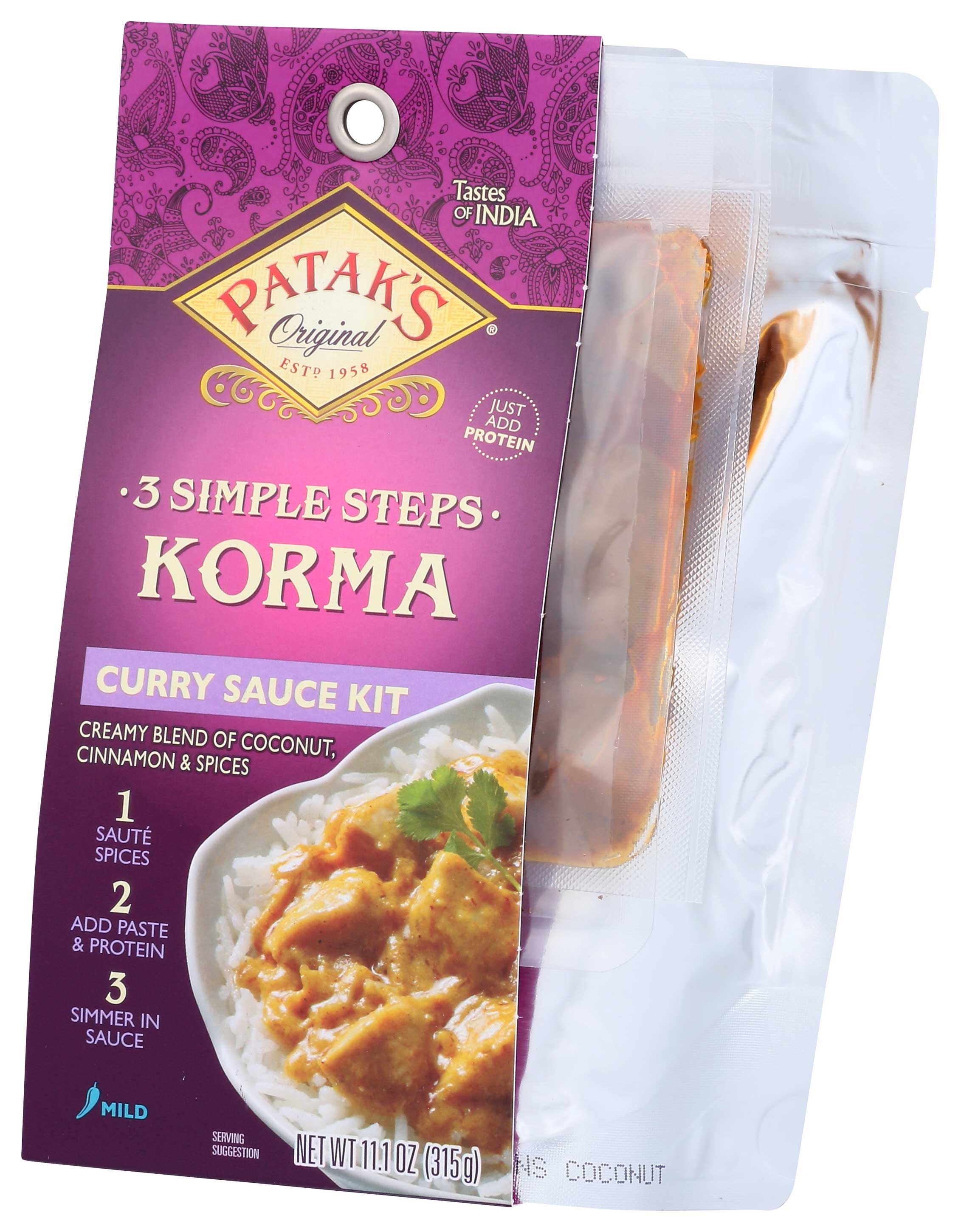 Pataks 3 Simple Step Korma Curry Sauce Kit, 11 Ounce -- 6 per case