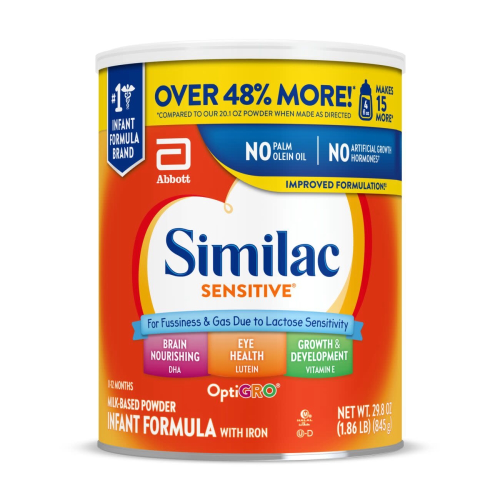 Similac Sensitive Stage 1 Infant Formula Powder, 1.86 Pound -- 6 per case.