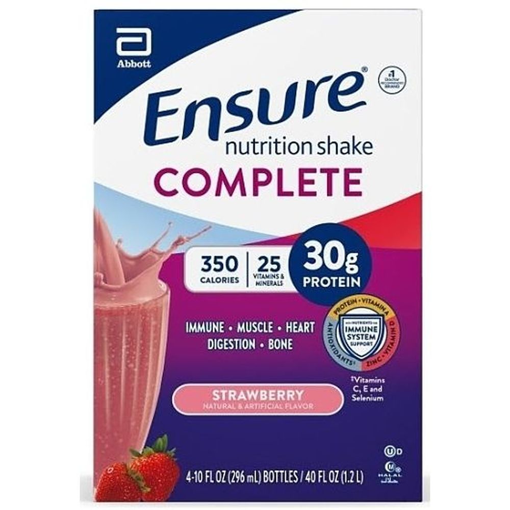 Ensure Complete Strawberry Nutrition Shake, 10 Fluid Ounce Bottle -- 16 per case