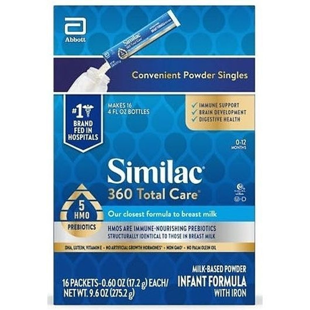 Similac 360 Total Care Non Gmo Milk Based Powder Infant Formula with Iron, 17.2 Gram Packet -- 64 per case