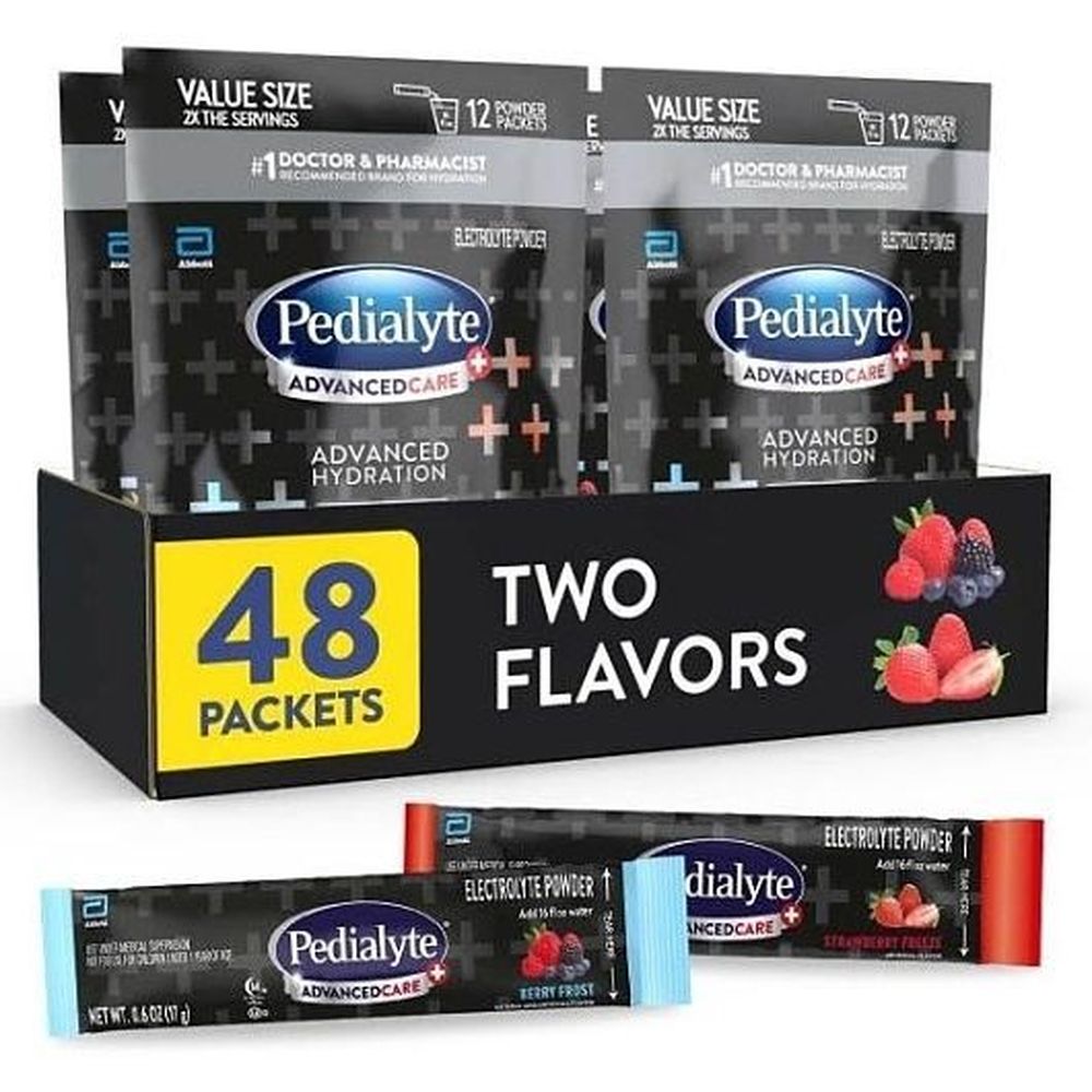 Pedialyte Advanced Care Plus Berry Frost/Strawberry Freeze Electrolyte Powder Packet, 204 Gram -- 4 per case