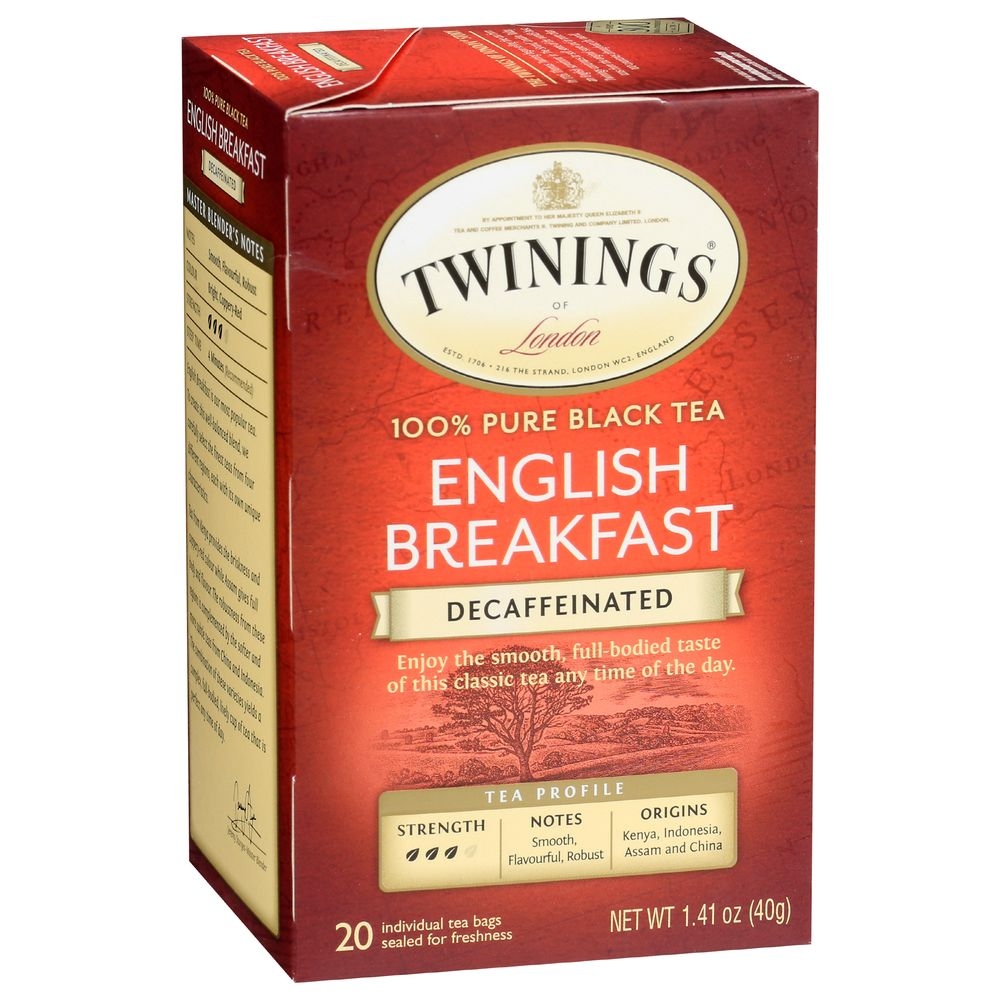 Twinings English Breakfast Decaffeinated Tea, 20 Bags per Pack -- 6 per case