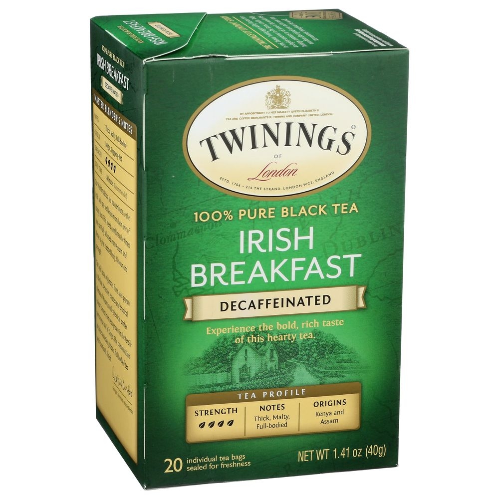 Twinings Irish Breakfast Decaffeinated Tea, 20 Bags per Pack -- 6 per case