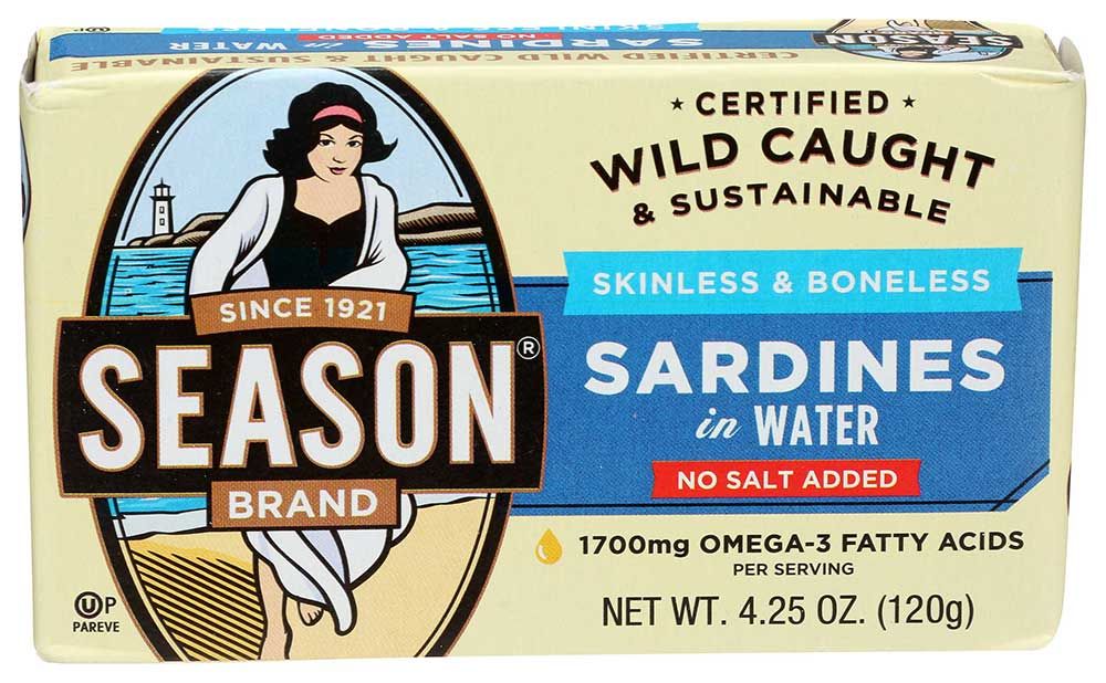 Season Brand Skinless & Boneless Sardines In Water, 4.25 Ounce -- 12 Per Case