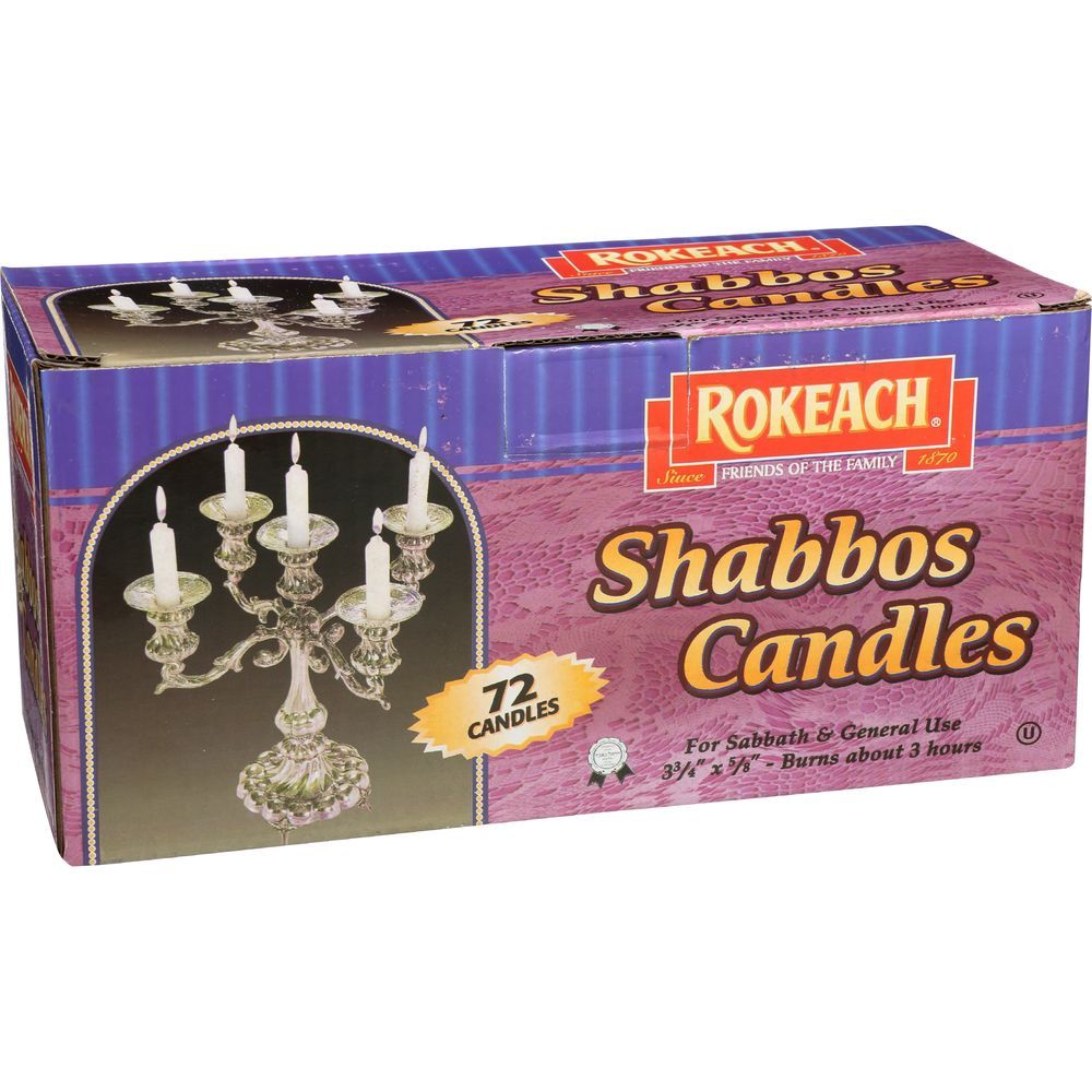Rokeach Israeli Shabbat Candle, 72 Count -- 8 Per Case