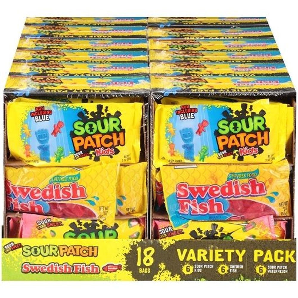 Sour Patch Swedish Fish Red Fat Free Soft and Chewy Candy - Variety Pack, 2.25 Pound -- 12 per case