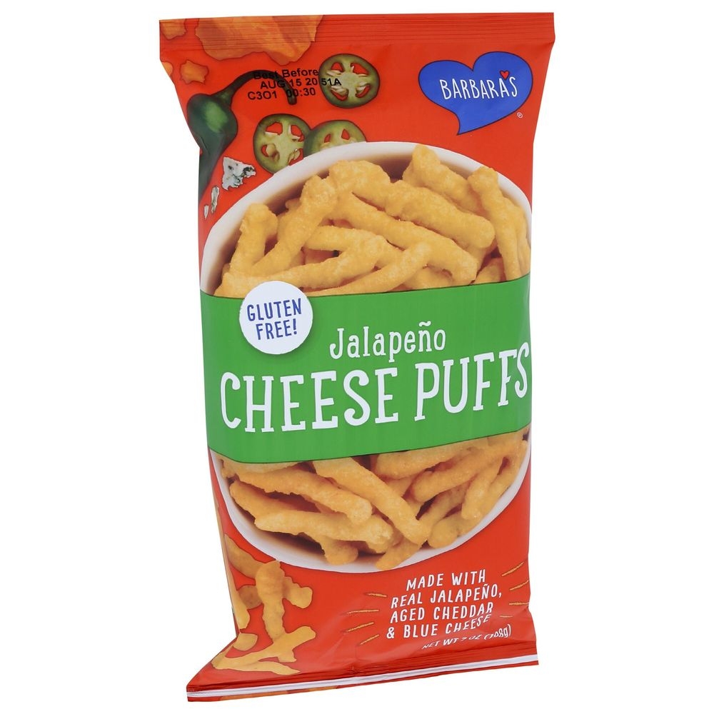 Barbaras Baked Jalapeno Cheese Puffs, 7 Ounce -- 12 per case