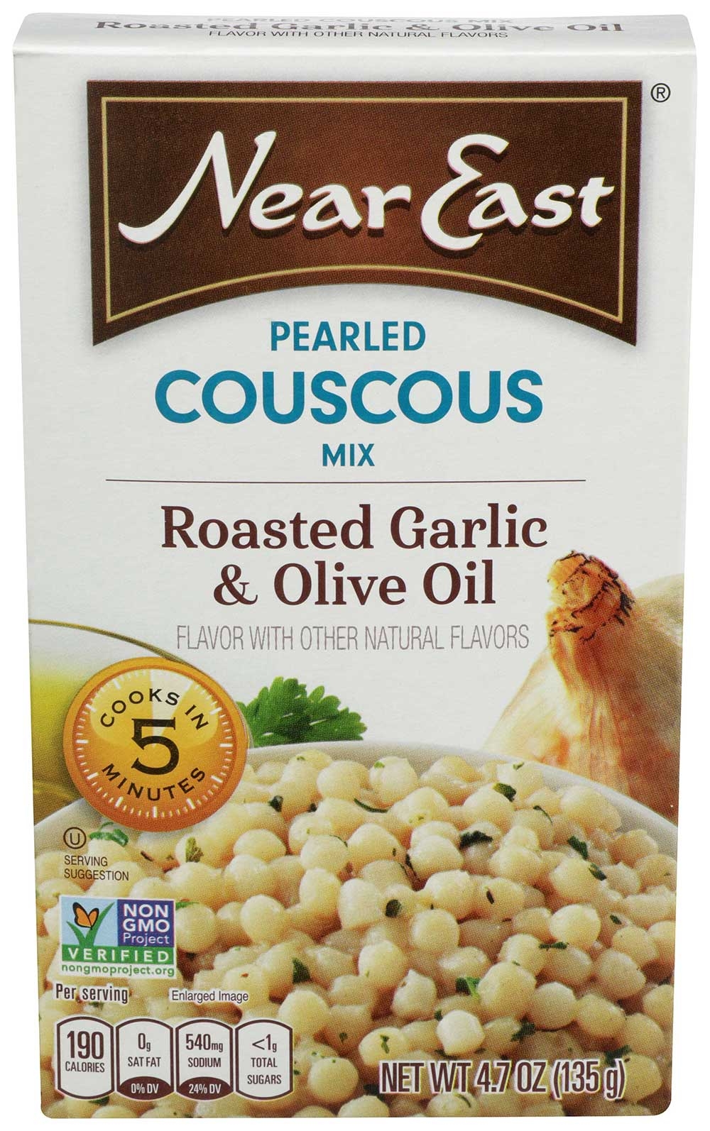 Near East Roasted Garlic and Olive Oil Pearled Couscous Mix, 4.7 Ounce -- 12 per case.