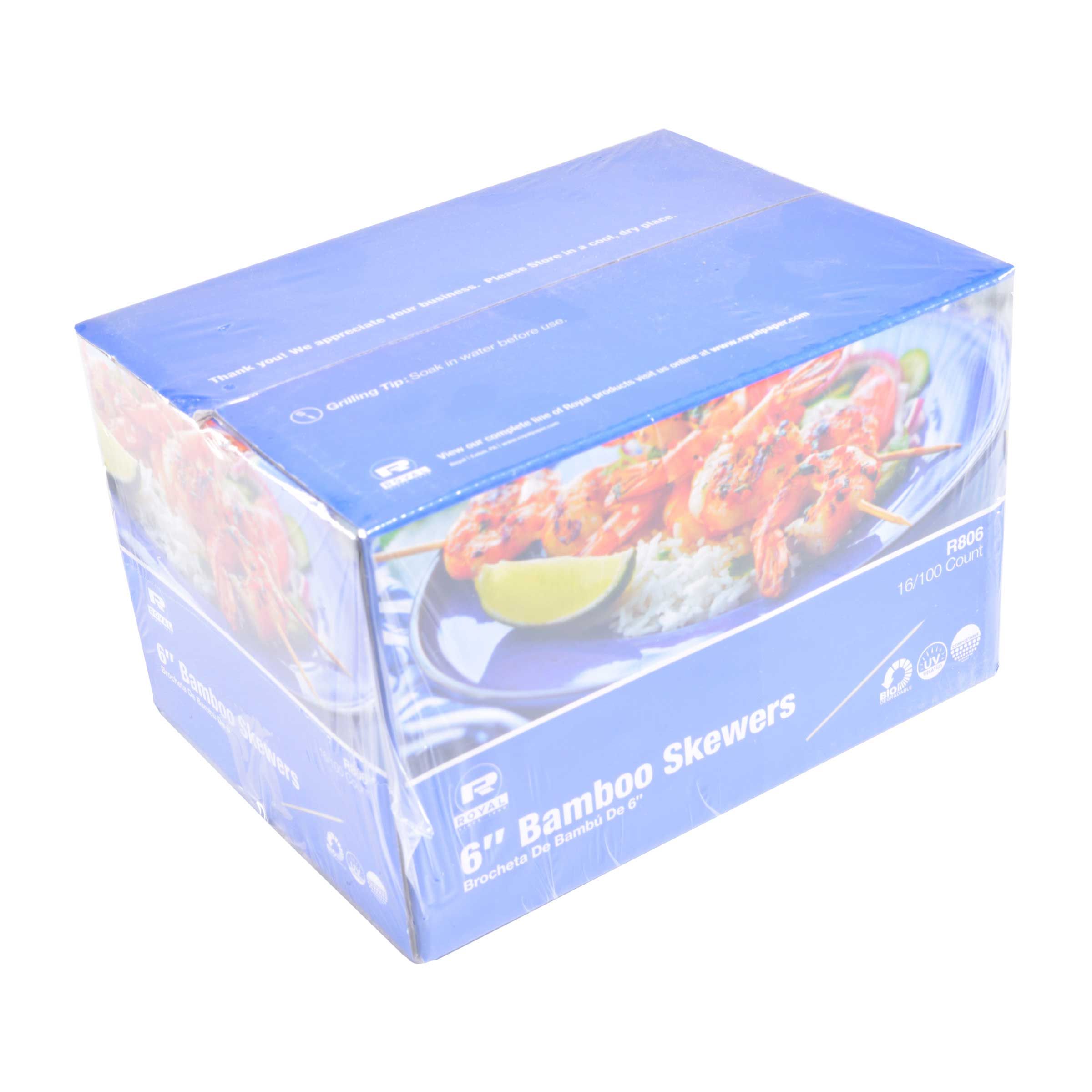 Royal 6 Inch Bamboo Skewer, 100 Count -- 192 Per Case