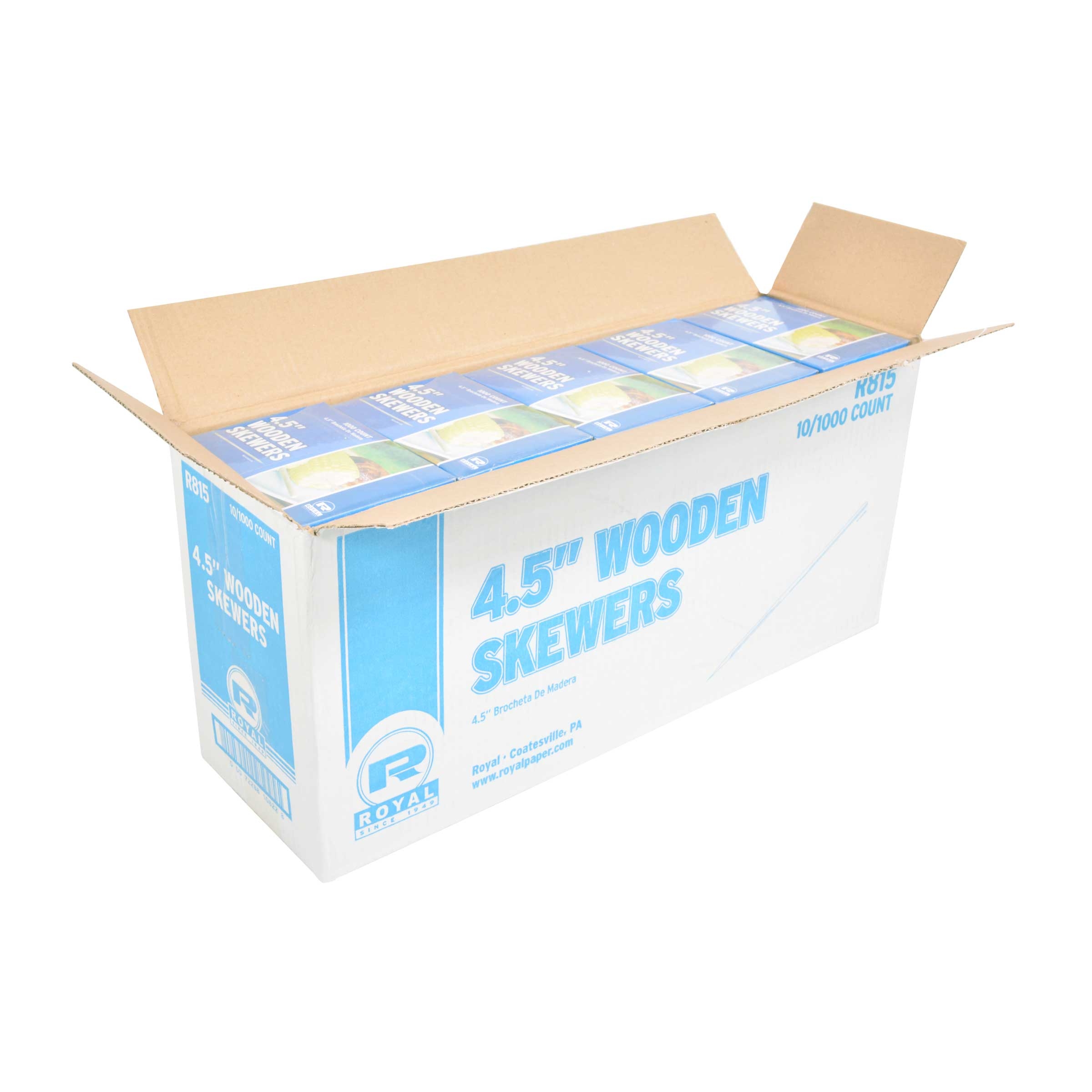 Royal 4.5 inch Wood Skewer, 1000 count per pack -- 10 per case.