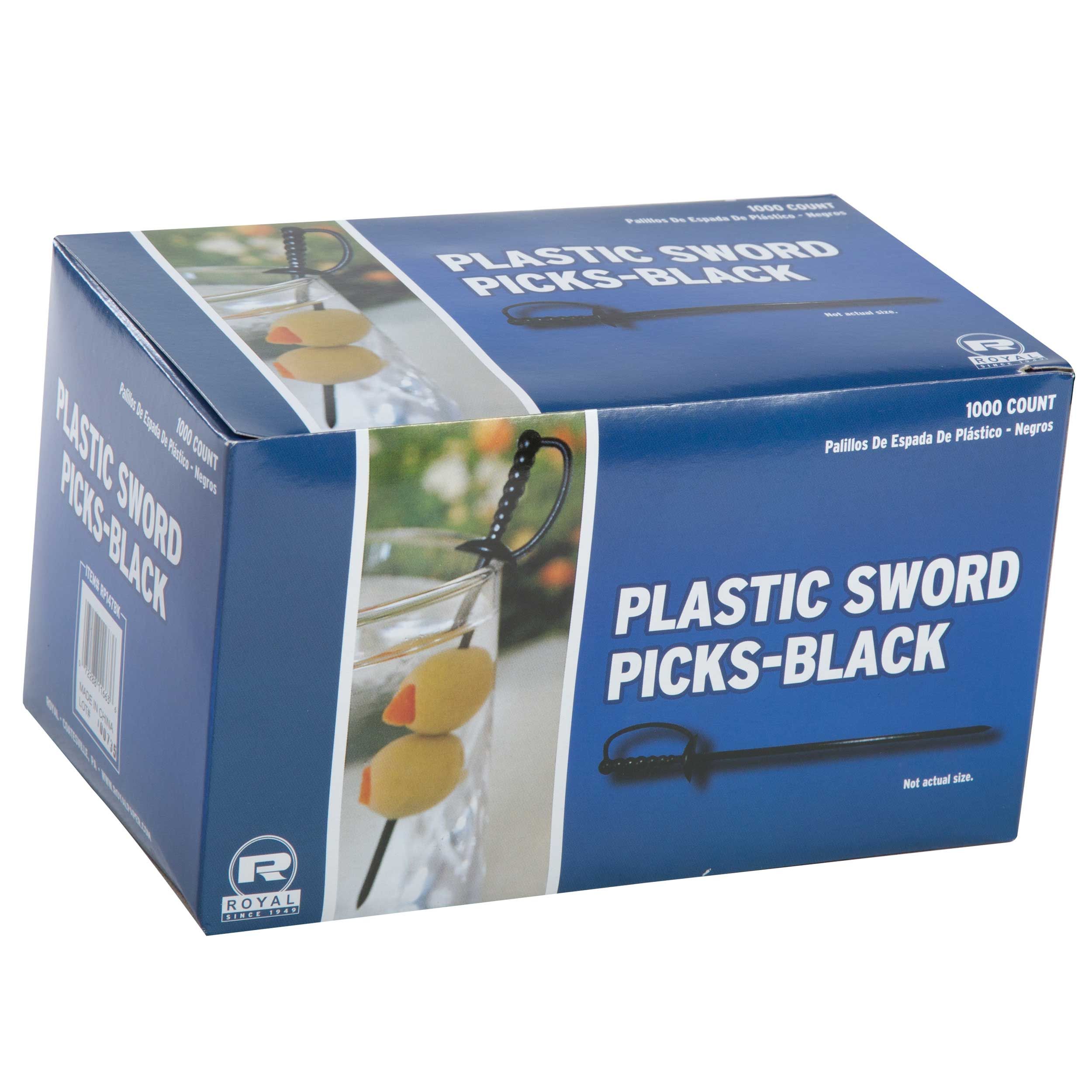 Royal Black Plastic Sword Pick -- 10000 Per Case