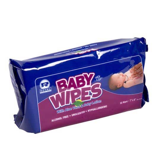 Royal Unscented Refill Baby Wipe, 80 Count -- 12 Per Case