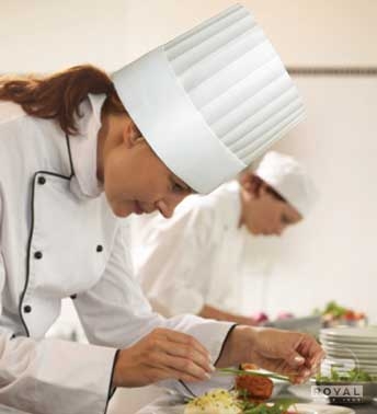 Royal Le Toque Viscose Shaded Pleat Chef Hat, 8 inch -- 50 per case.