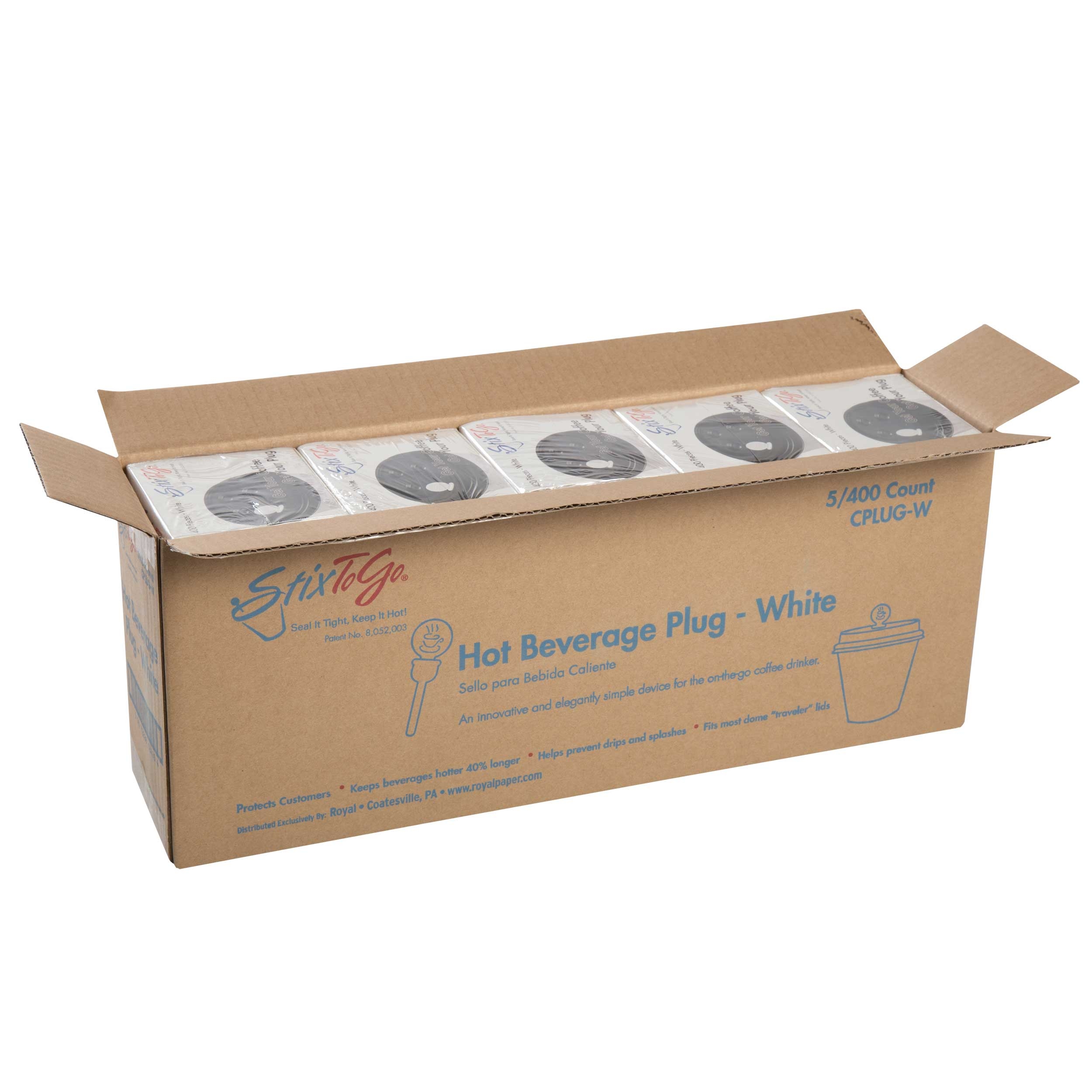 Royal White Circle Beverage Plug -- 2000 per case.