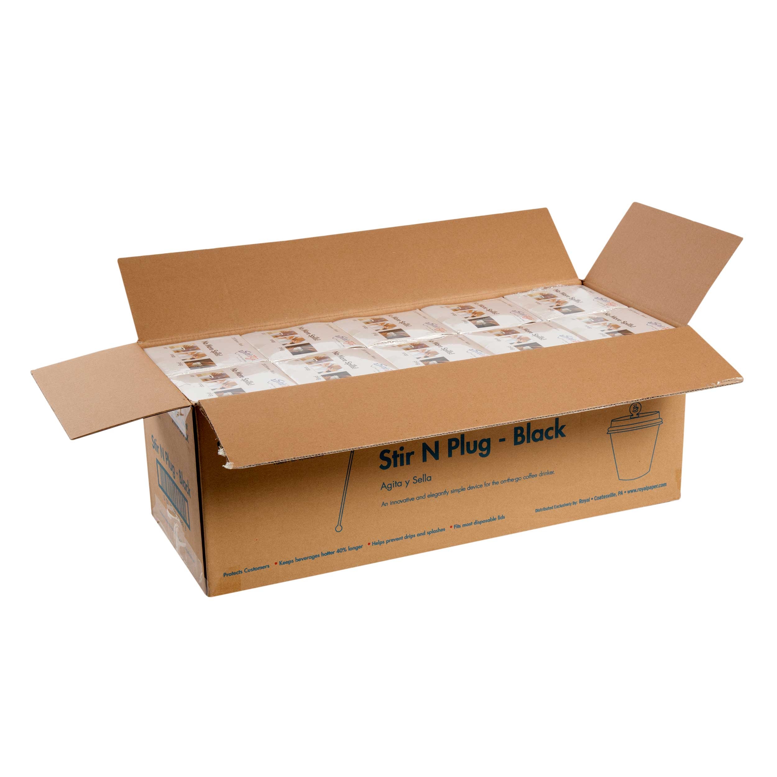 Royal Black Stir N Plug Stix -- 2000 per case.