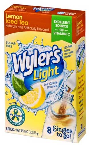 Wylers Light Singles To Go Lemon Iced Tea Drink Mix, 0.47 Ounce -- 12 per case