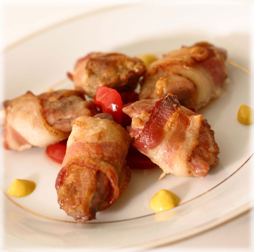 Manchester Farms Bacon Wrapped Filet Marinated Boneless Quail Breast, 2.5 Pound -- 2 Per Case