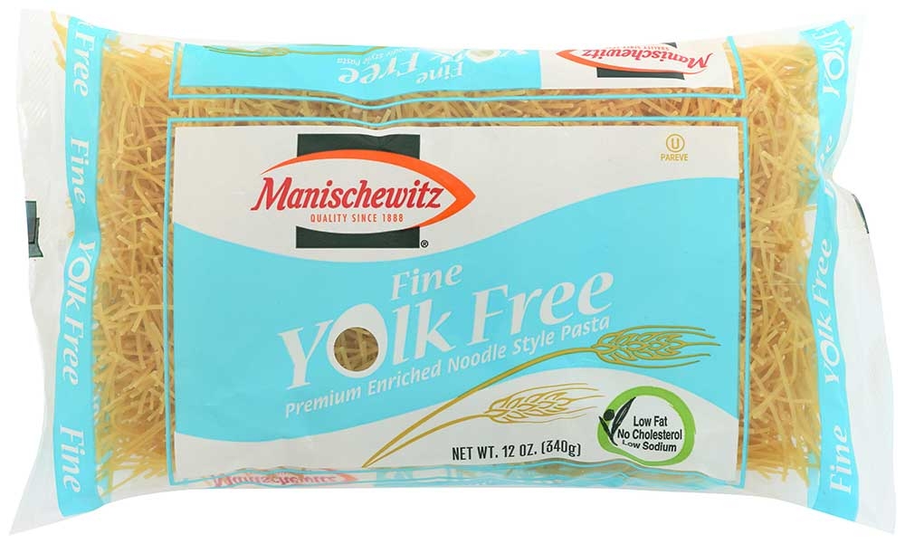 Manischewitz Noodle Yolk Free Fine, 12 Ounce -- 12 per case