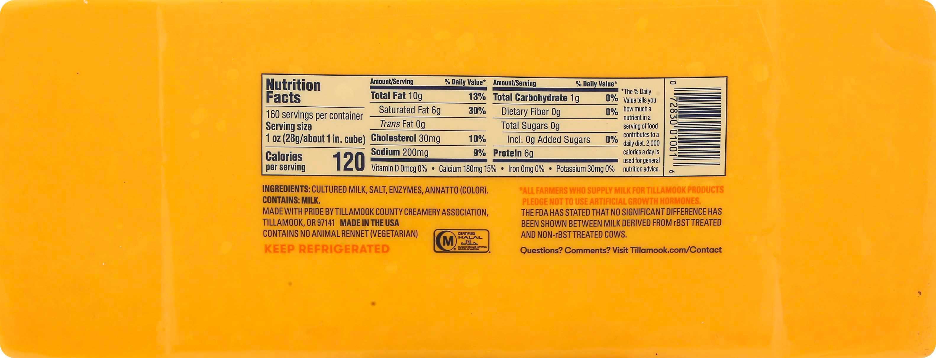 Tillamook Medium Cheddar Cheese Loaf, 10 Pound