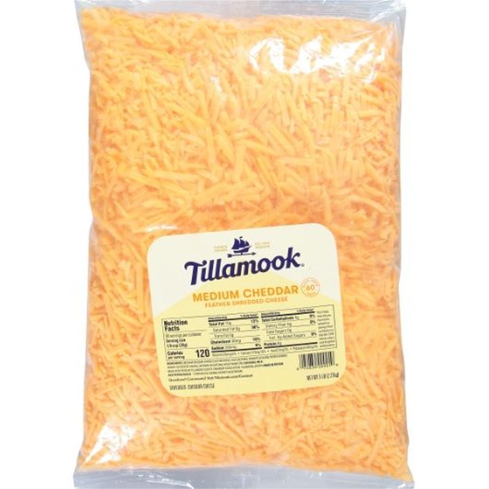 Tillamook Shredded Medium Cheddar Cheese, 5 Pound -- 4 Per Case