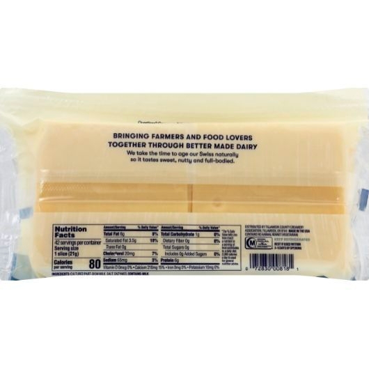Tillamook Swiss Cheese Slices, 2 Pound -- 6 per case