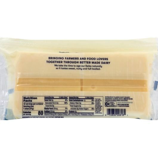Tillamook Swiss Cheese Slices, 2 Pound -- 6 Per Case