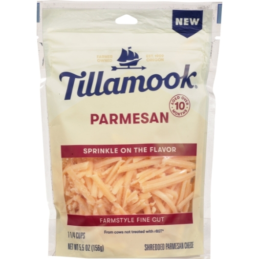 Tillamook Farmstyle Fine Cut Parmesan Shredded Cheese, 5.5 Ounce -- 12 per case