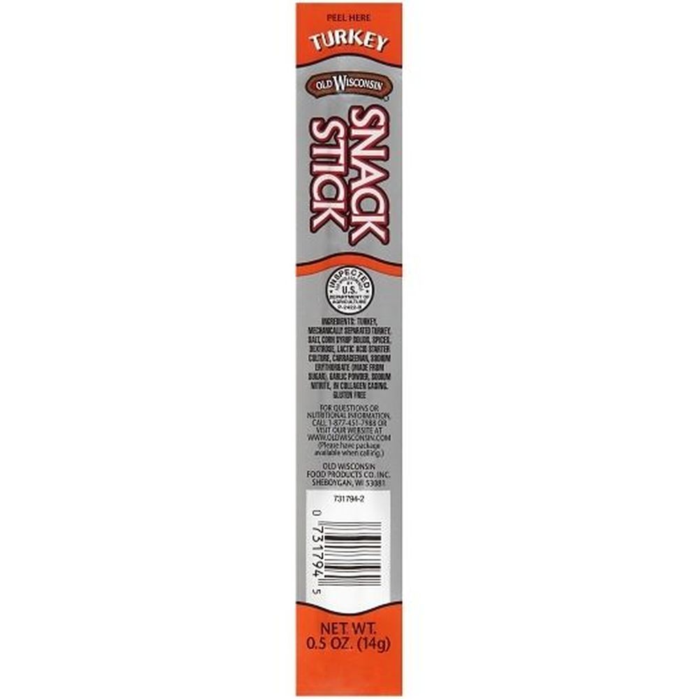 Old Wisconsin Turkey Snack Stick, 0.5 Ounce - 144 per case