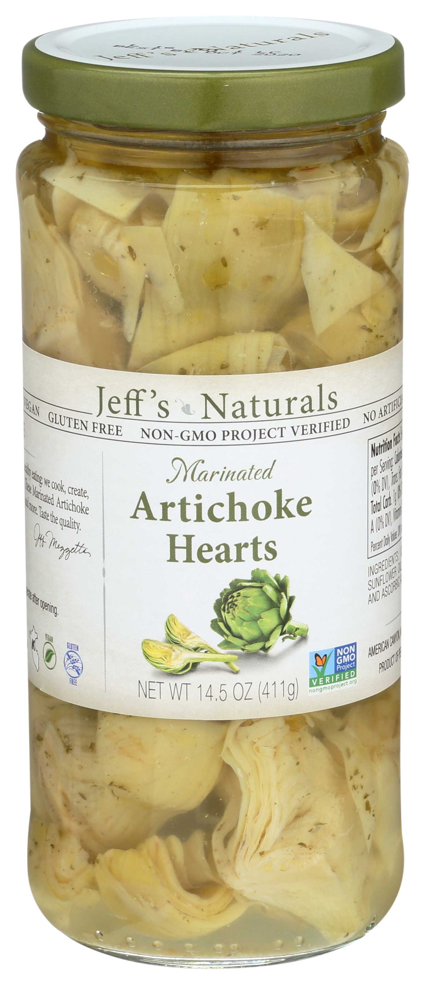 Jeffs Naturals Marinated Artichoke Hearts, 14.5 Ounce -- 6 per case.