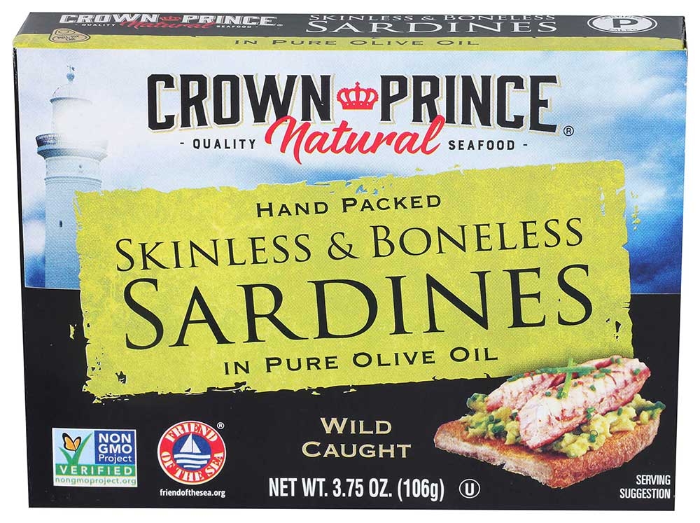 Crown Prince Skinless and Boneless Sardines in Olive Oil, 3.75 Ounce -- 12 per case.