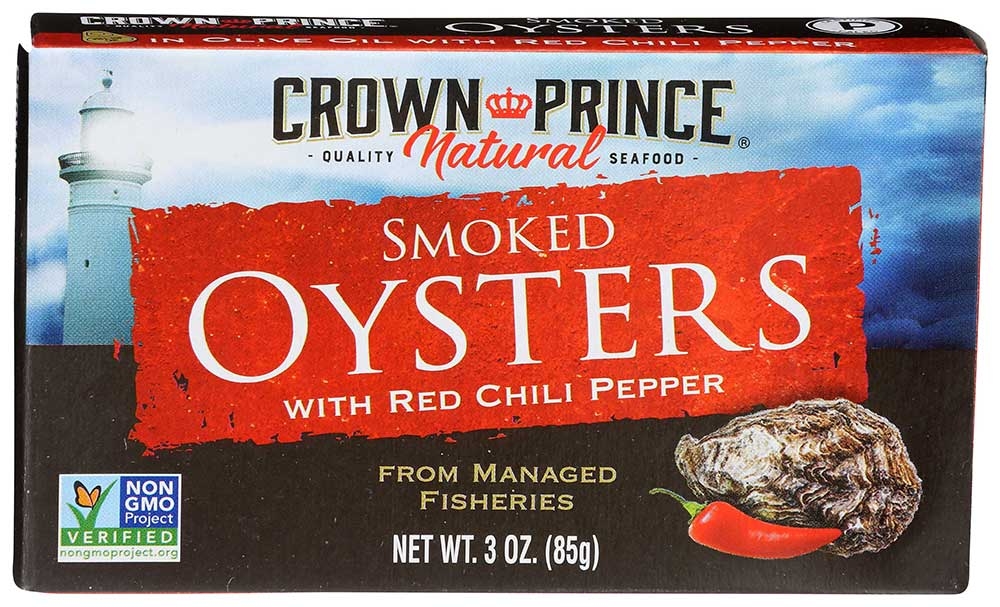 Crown Prince Smoked Oyster with Red Chili Pepper, 3 Ounce -- 18 per case.