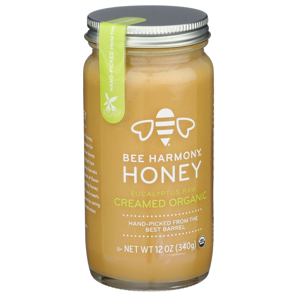 Bee Harmony Organic Creamed Raw Eucalyptus Honey, 12 Ounce -- 6 Per Case