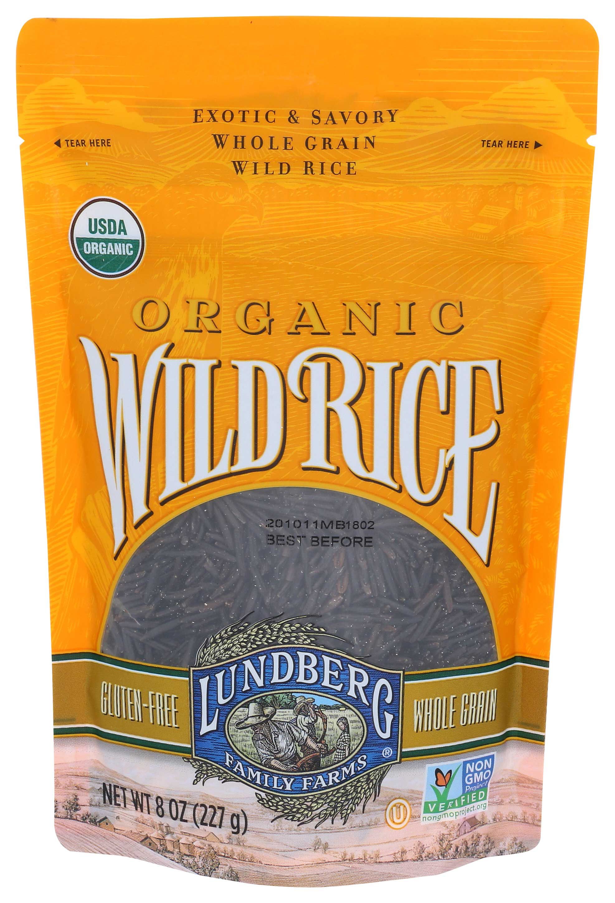 Lundberg Family Farms Organic Whole Grain Wild Rice, 8 Ounce -- 6 Per Case