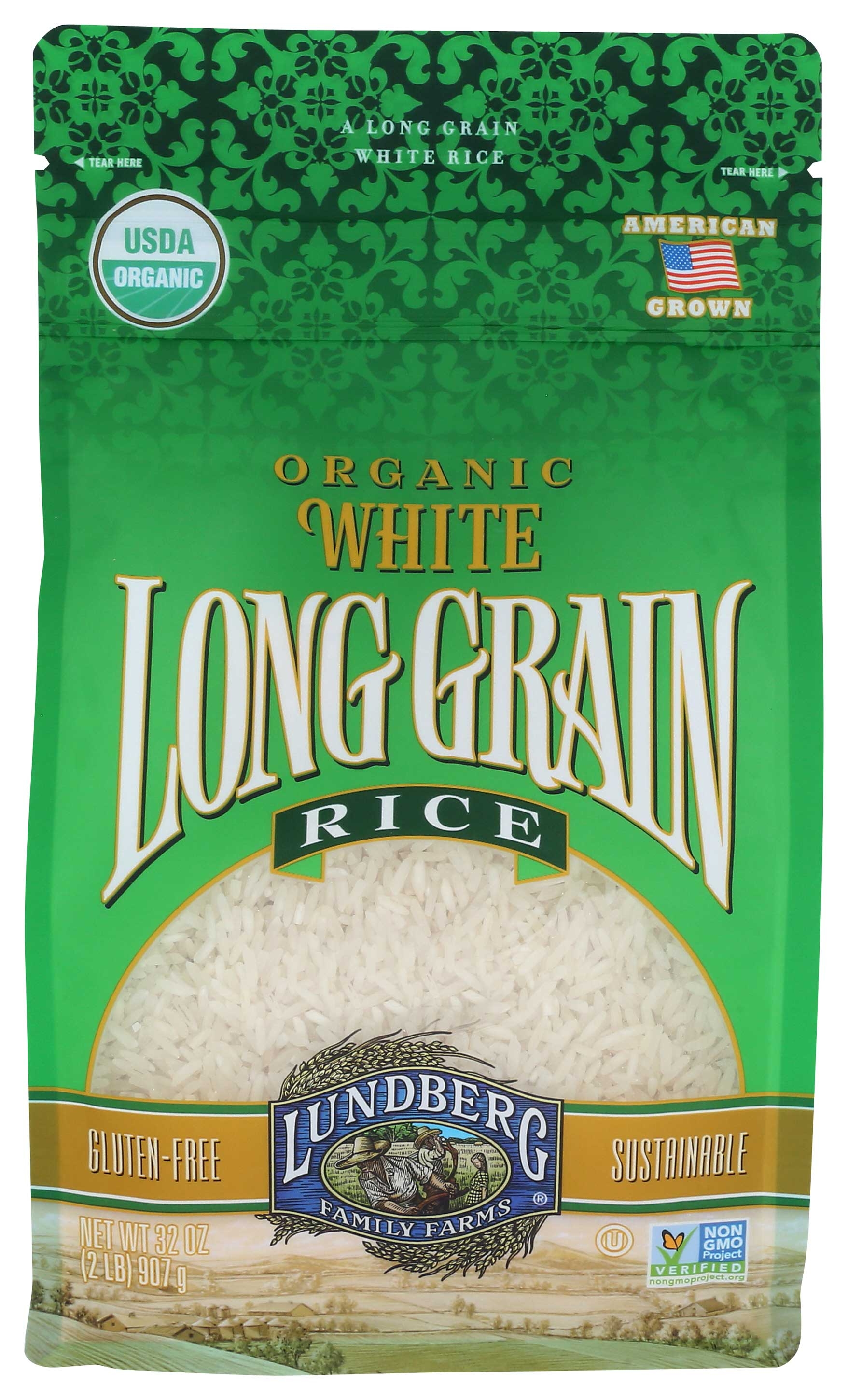 Lundberg Farms Organic Long Grain White Rice, 2 Pound -- 6 per case