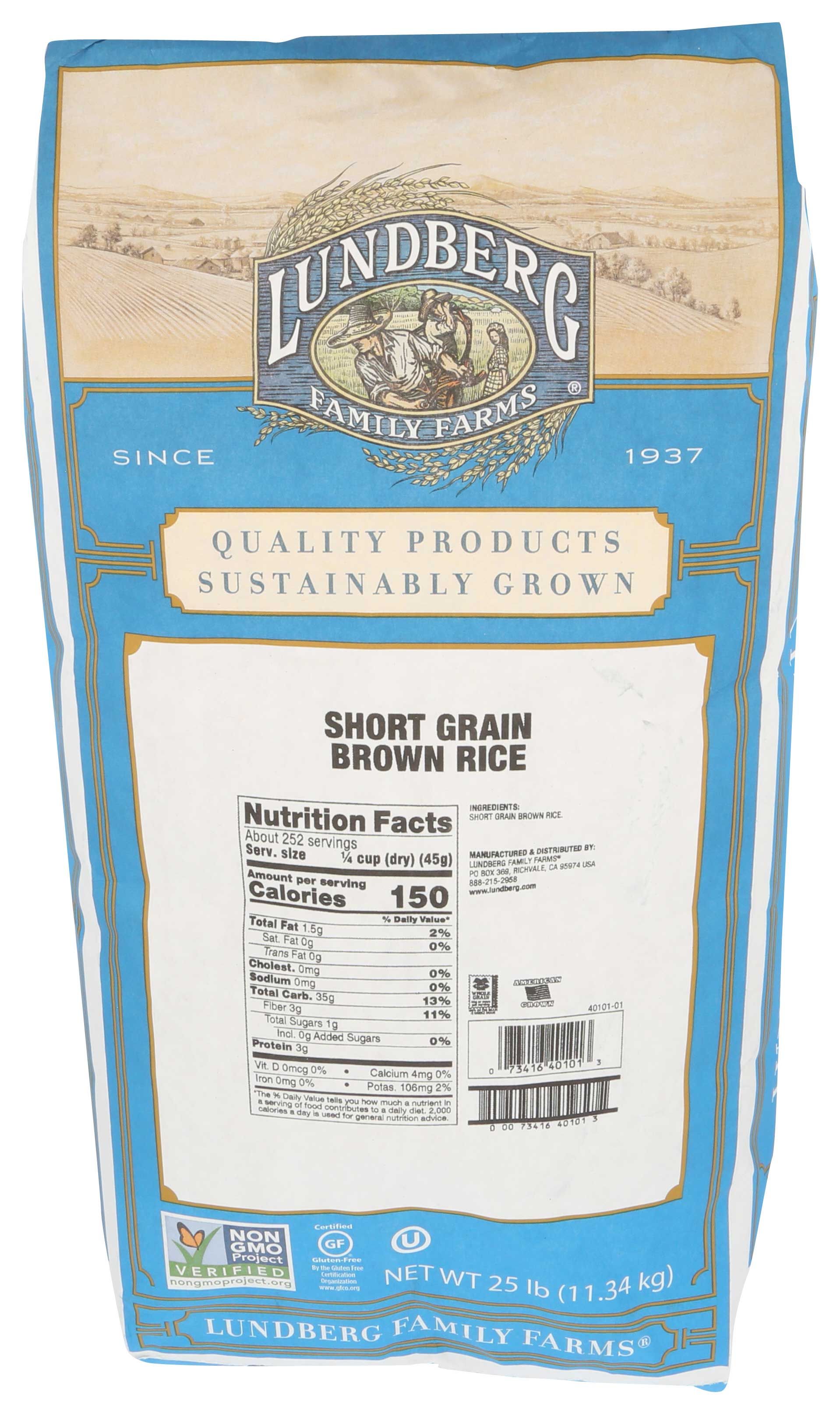 Lundberg Farms Eco Farmed Short Grain Brown Rice, 25 Pound