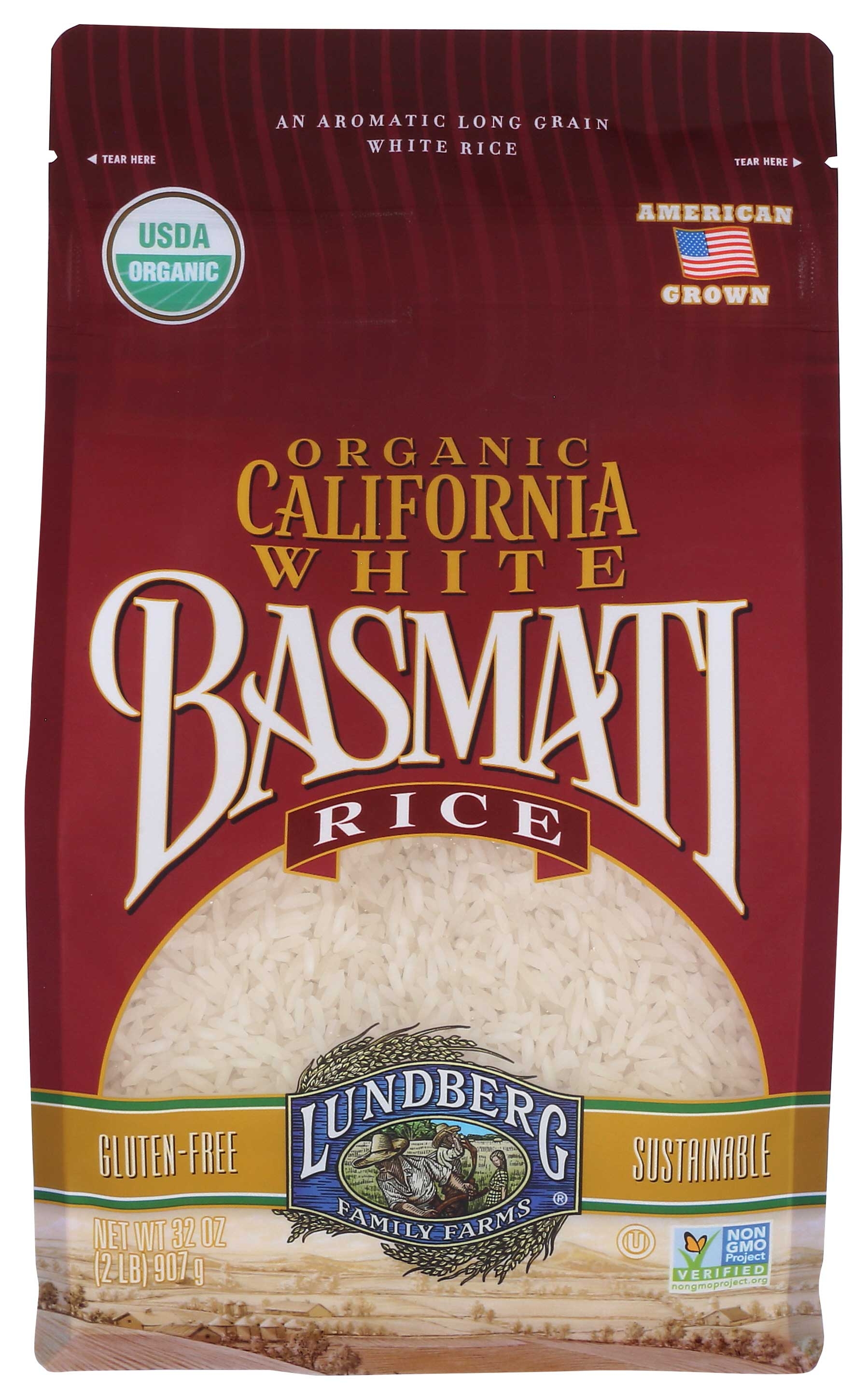 Lundberg Farms Organic White California Basmati Rice, 2 Pound -- 6 per case.