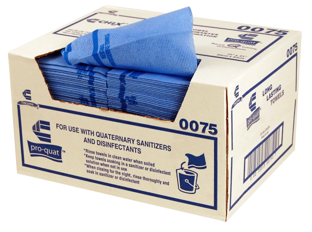 Chix Towel, Poly/Rayon Blue Dispensered Non Woven Mediumweight 13.5x21 -- 150 sheets per case.