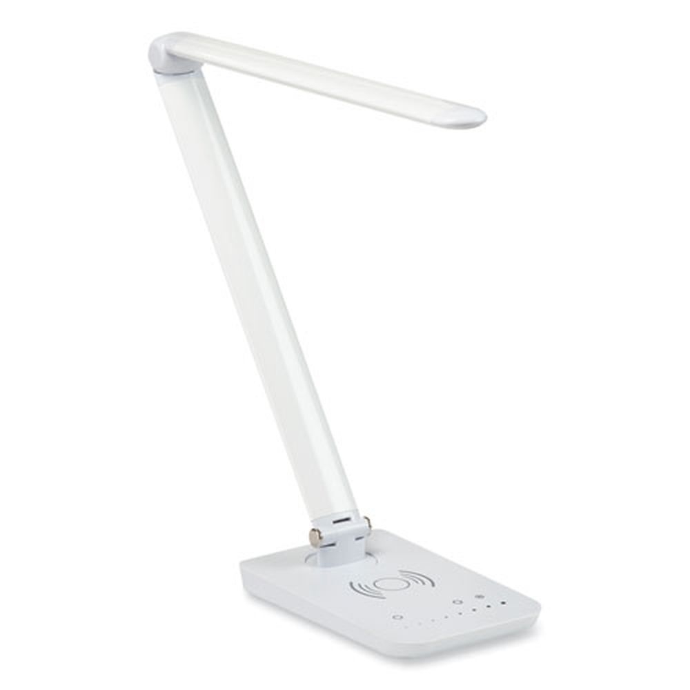 Safco Vamp White Multi-pivot Neck LED Wireless Charging Lamp, 16.75 inch Height