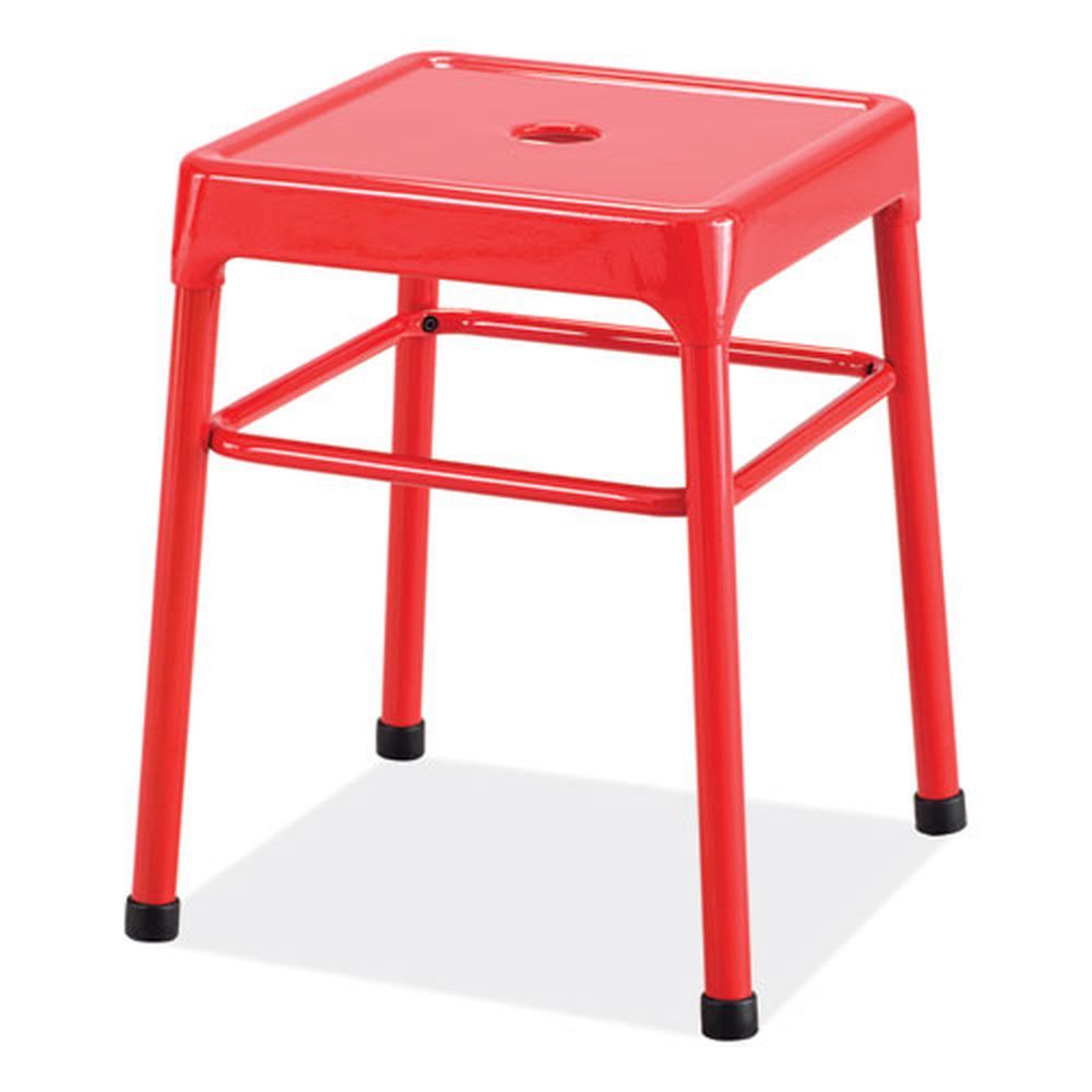 Safco 18 Inch Seat Height Red Seat And Base Backless Steel Guestbistro Stool, Supports Up To 250 Pound