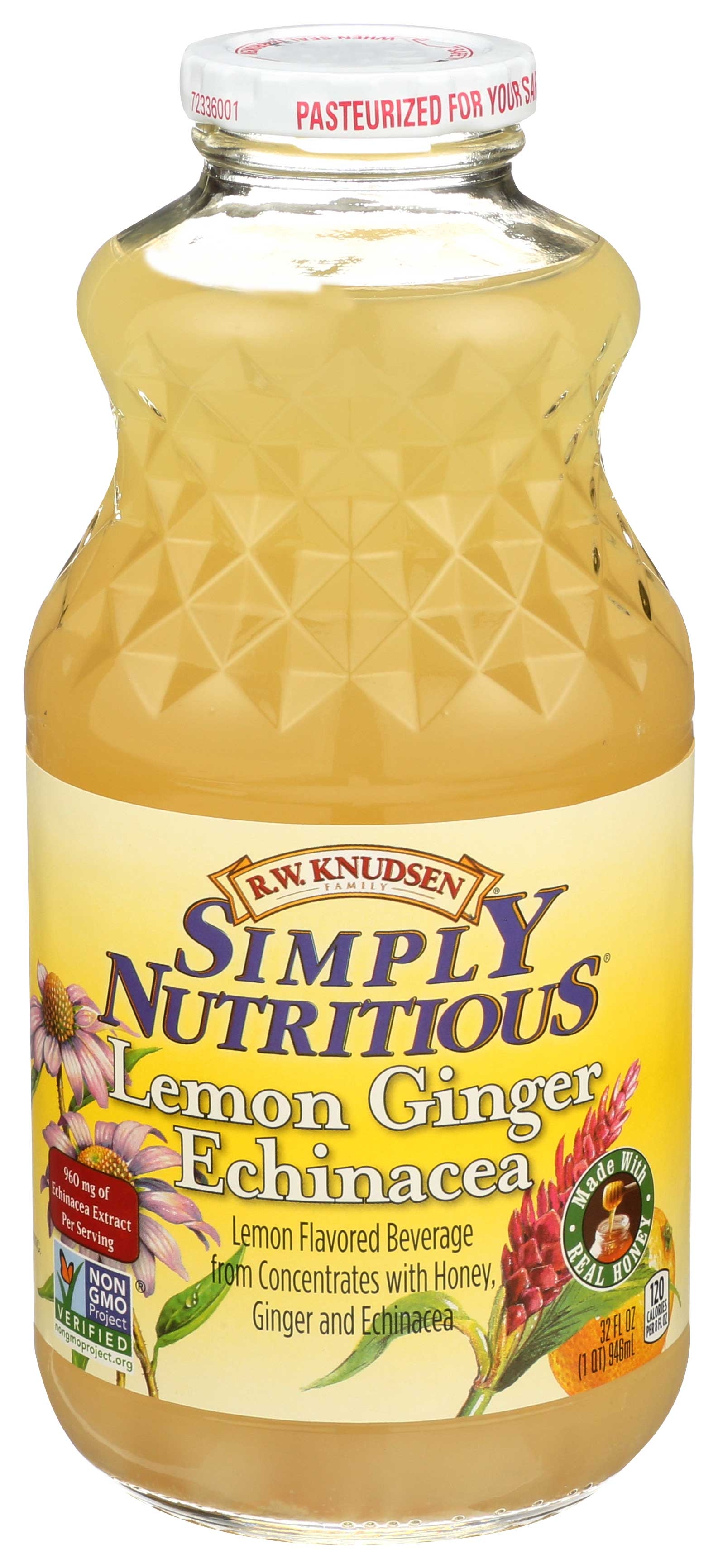 R.W. Knudsen Simply Nutritious Lemon Ginger Echinacea Juice, 32 Fluid Ounce -- 6 per case