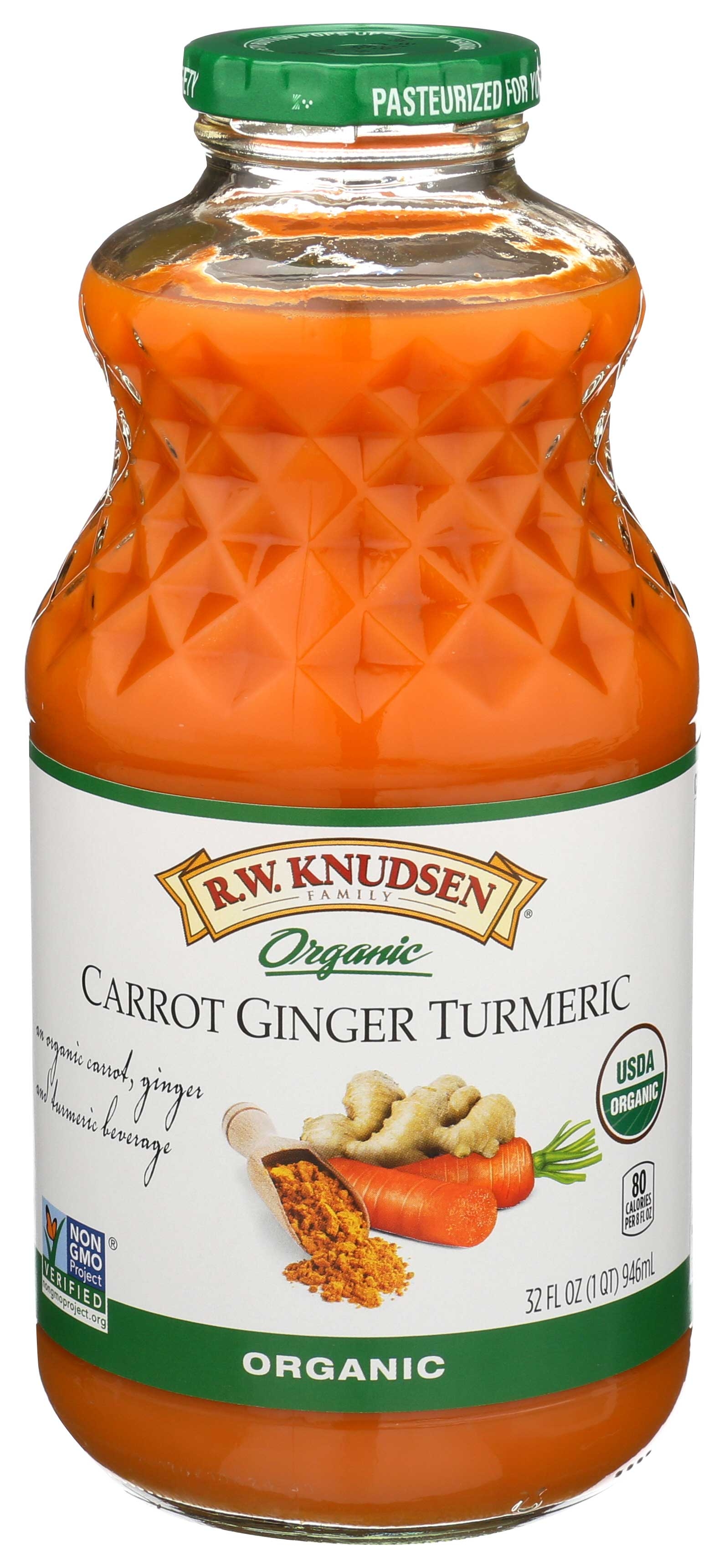 R.W. Knudsen Organic Carrot Ginger Turmeric Juice, 32 Fluid Ounce -- 6 per case