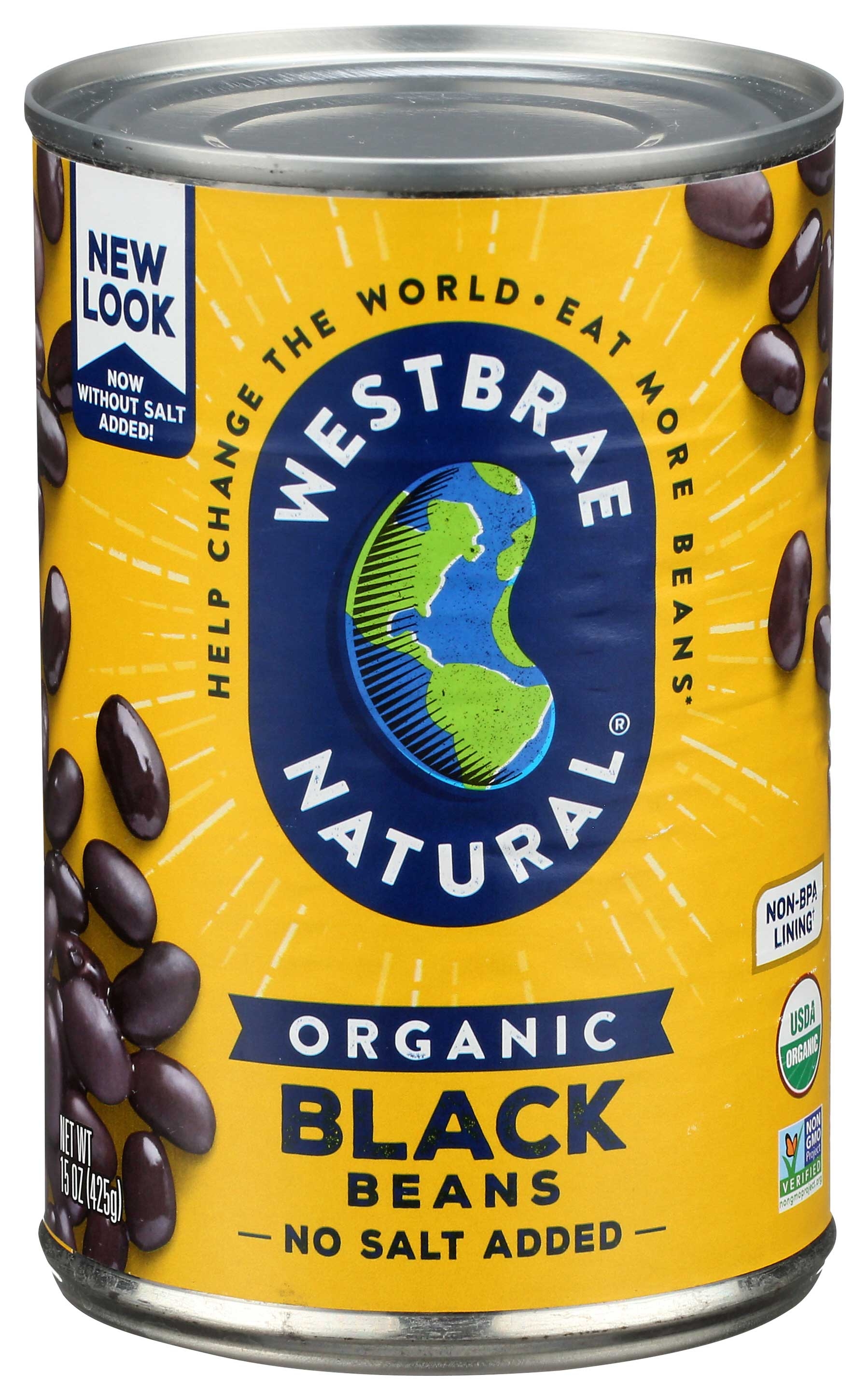 Westbrae Organic Black Beans; Fat Free - 15 ounce -- 12 per case.