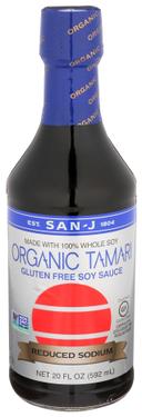 San J Organic Gluten Free Reduced Sodium Whole Soybean Tamari, 20 Ounce -- 6 per case.
