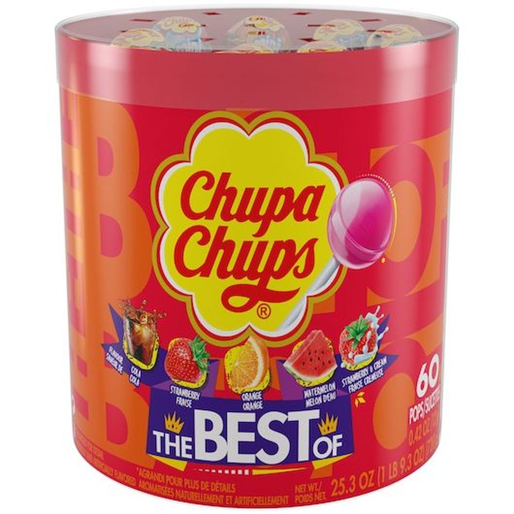 Chupa Chups Best Of Lollipop, 0.42 Ounce Drum - 60 per pack -- 8 packs per case