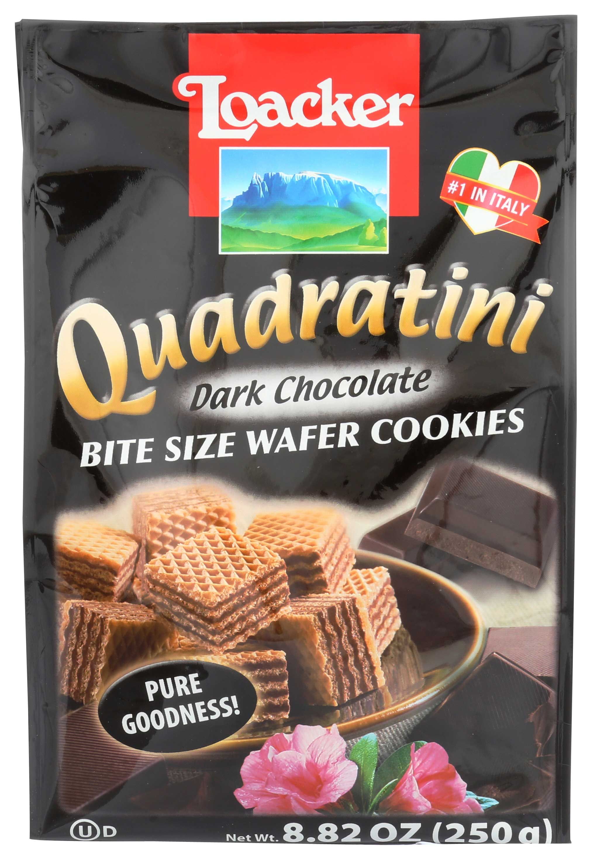 Loacker Quadratini Dark Chocolate Wafer Cookie, 8.82 Ounce -- 6 Per Case