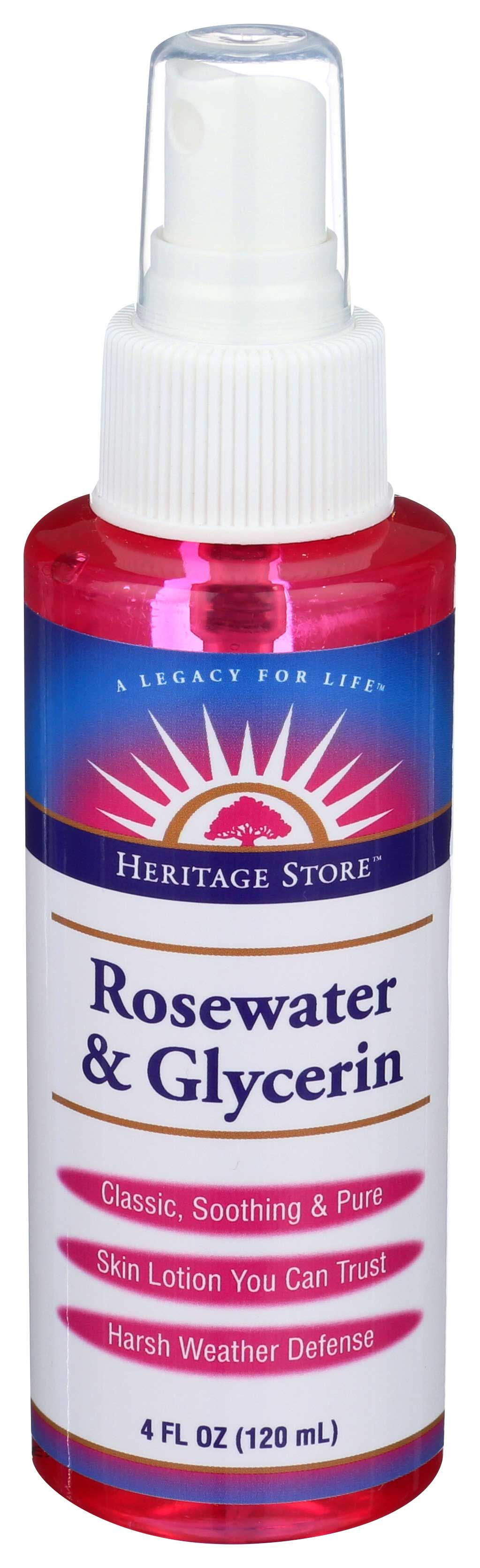 Heritage Store Rosewater And Glycerin Body Oil With Atomizer, 4 Fluid Ounce