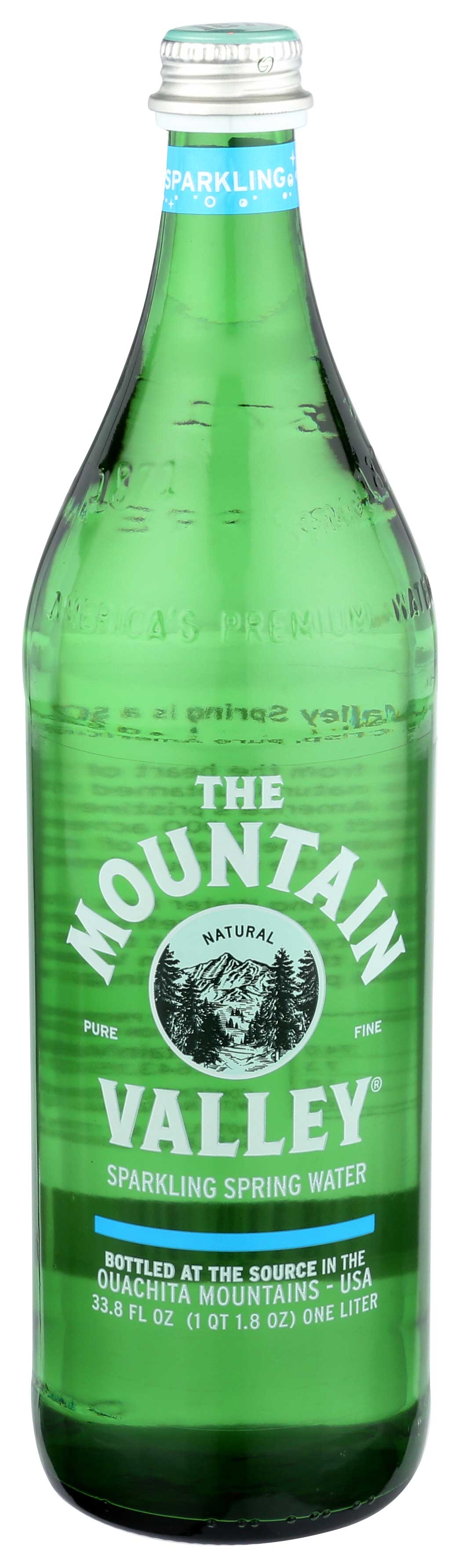 Mountain Valley Spring Water Glass Sparkling Water, 1 Liter -- 12 per case.